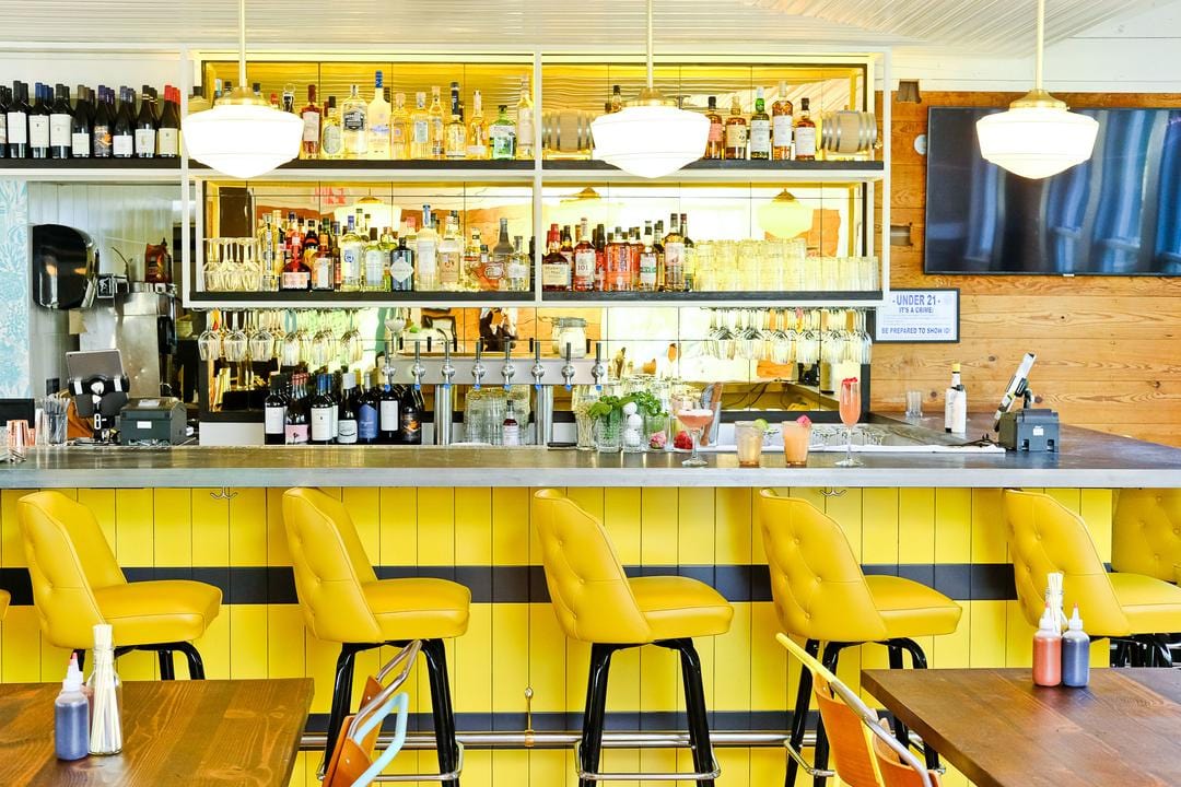 bar stool in yellow scheme