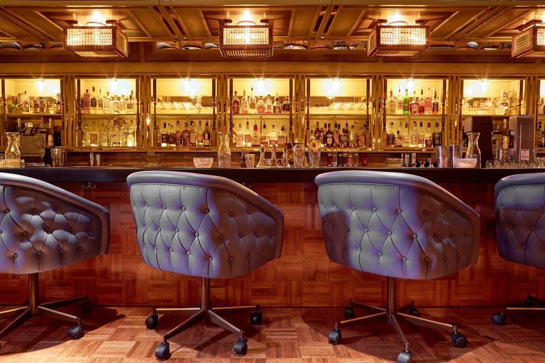 roller club chair with diamond back in bar