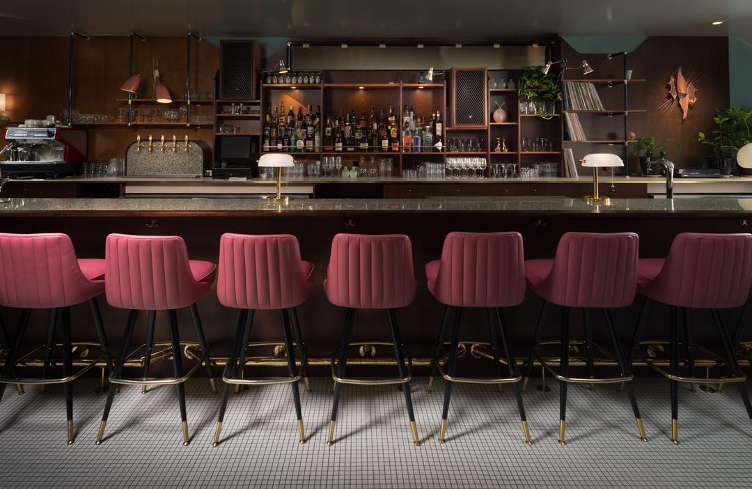 channeled bar stools in bar