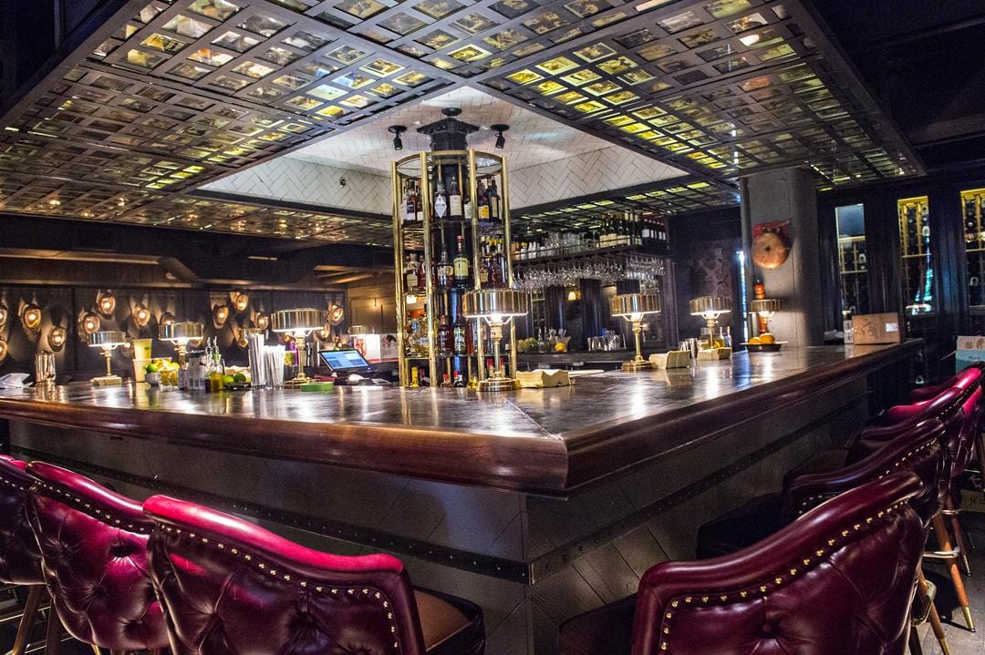 classic bar with classic bar stools