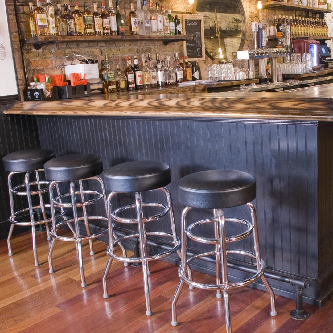 classic round chrome frame bar stool