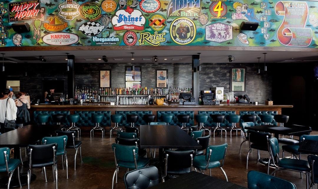 restaurant with classic back bar stools
