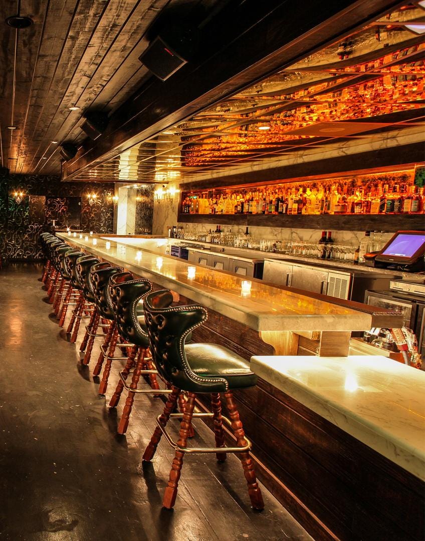 modern bar with classic bar stools