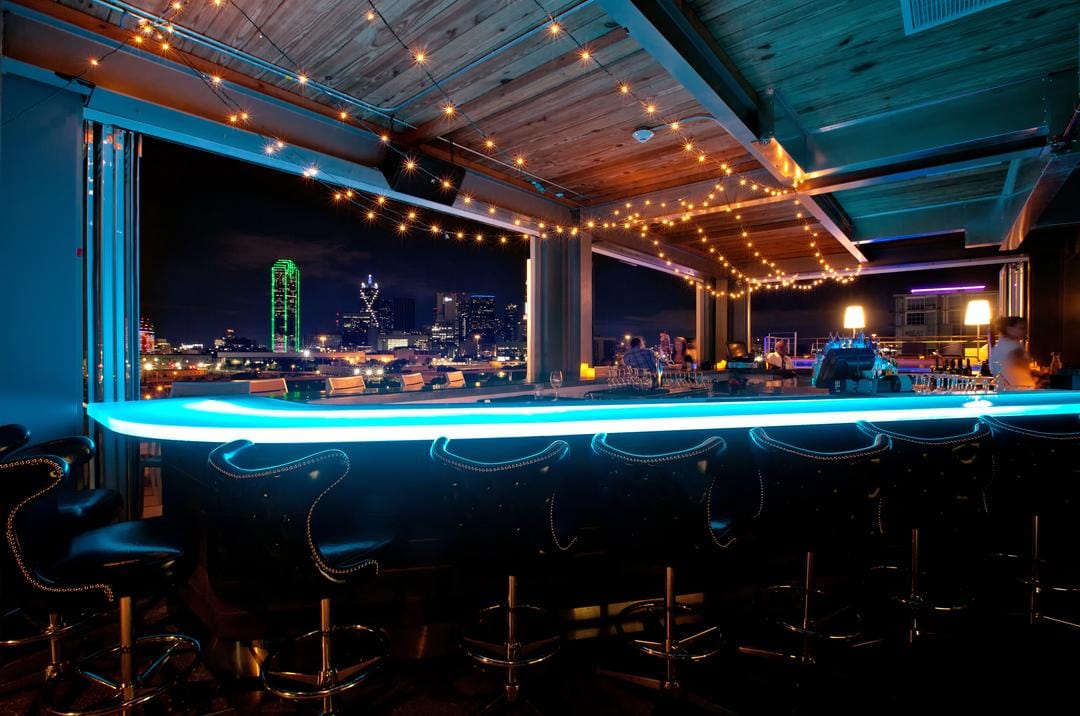 modern bar with classic bar stools