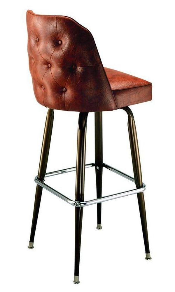 classic retro brown bar stool with button details