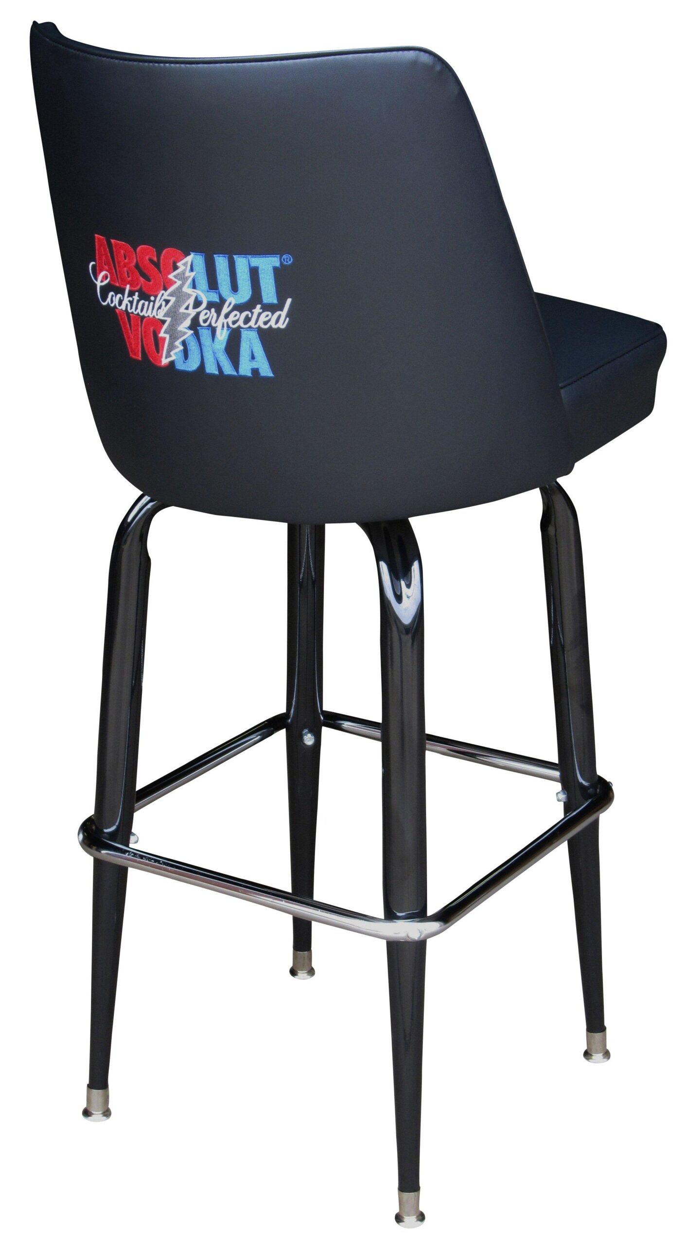 custom bar stool with embroidered back