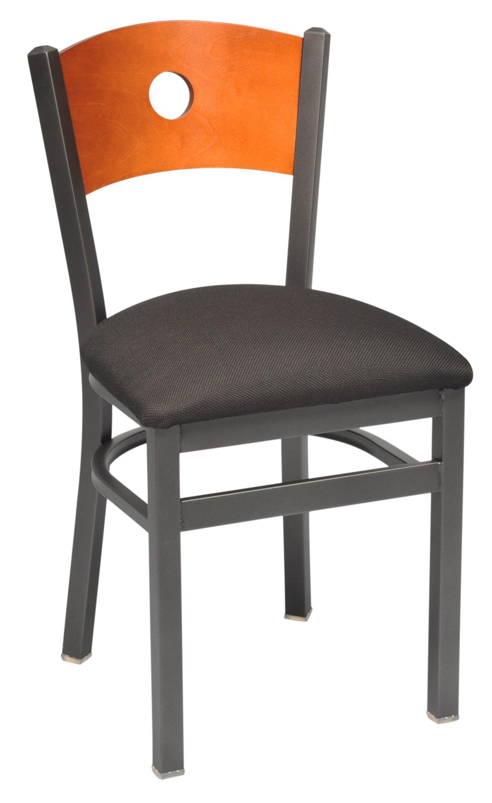 metal chair with a wood back