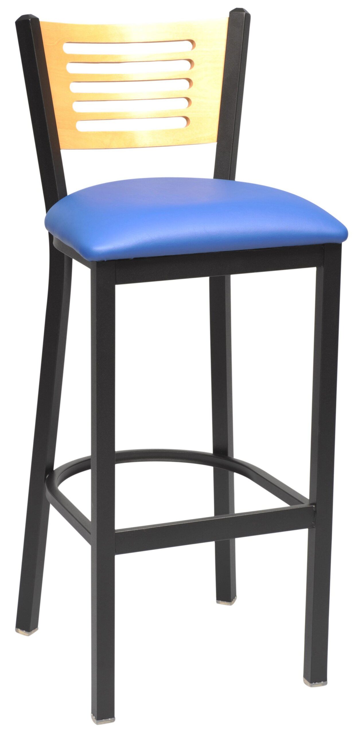 slot wood back metal bar stool