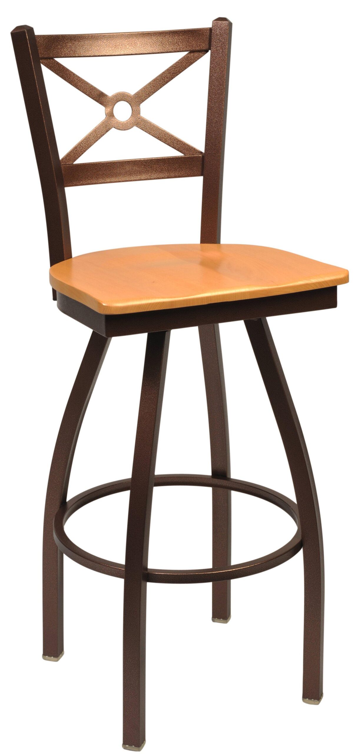 swivel metal bar stool with wood back