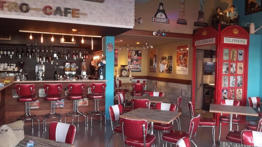 retro diner chairs in 50s style