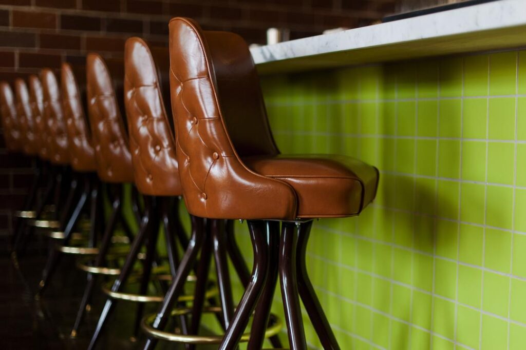 Retro bar stool with brown attractive vinyl