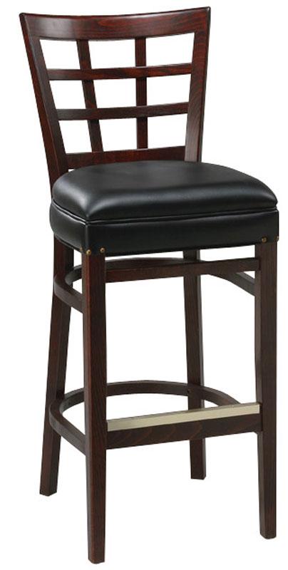 taburete de bar con respaldo de celosía en madera de haya maciza europea hecho por Richardson Seating ideal para cafes