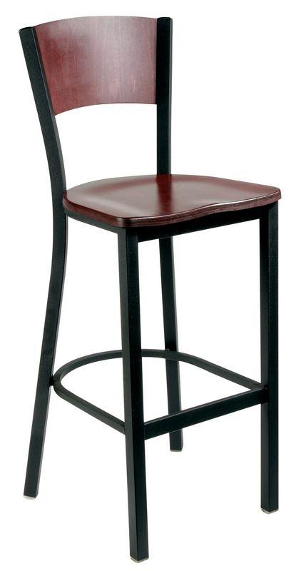 Metal Bar Stool with Wood Back